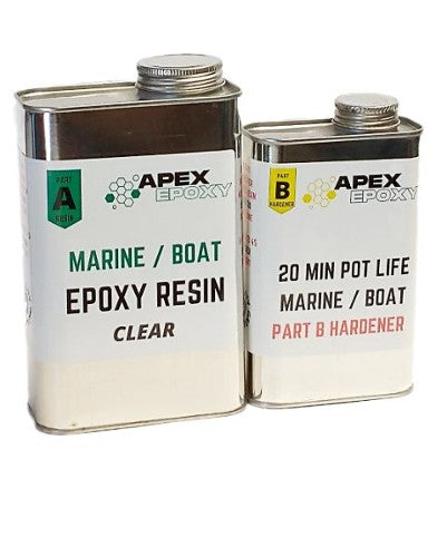 Apex Marine Epoxy Resin 48oz Kit 20 Minute Pot life a Quart and Pint metal Can